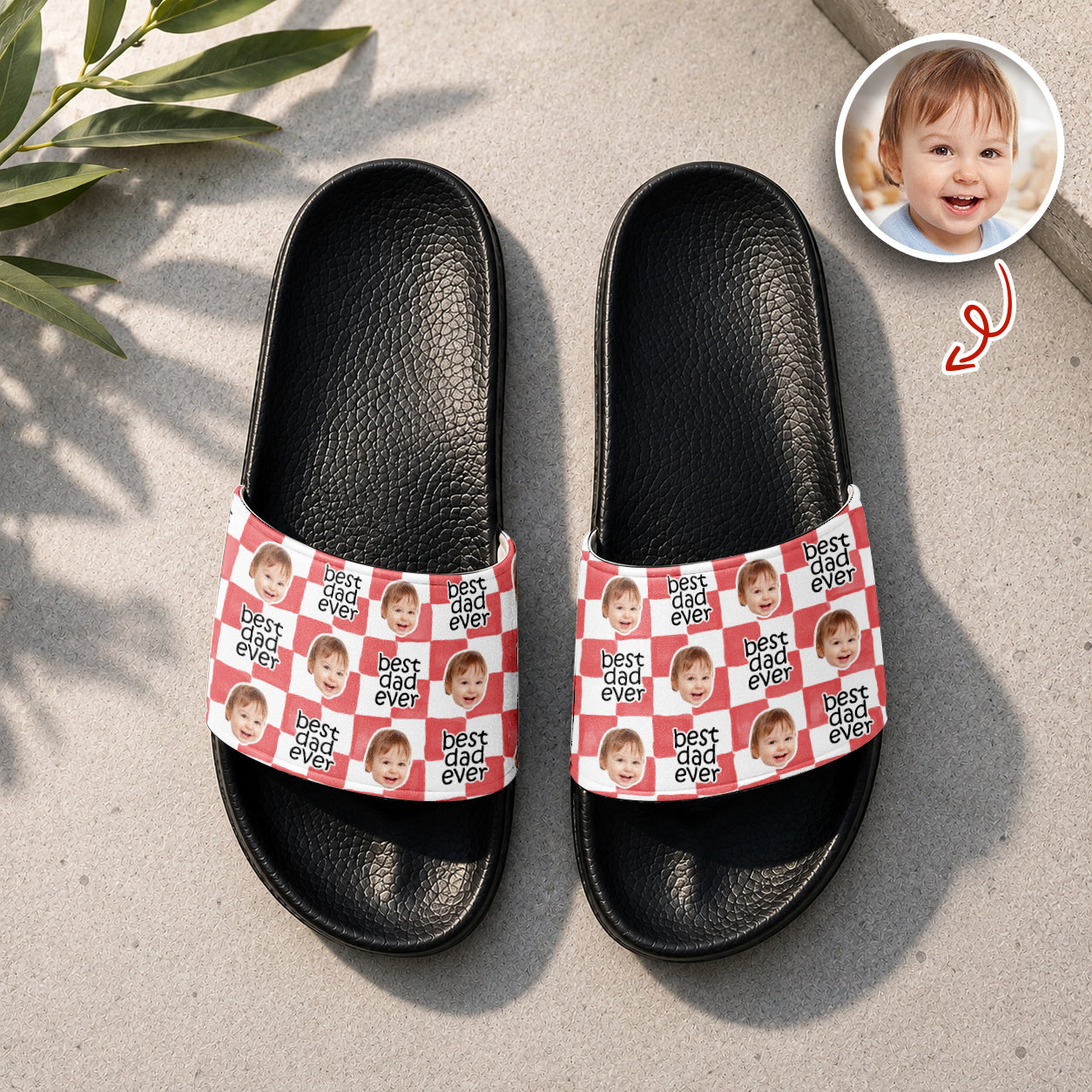 Personalized Slide Sandals Custom Photo Gift for Dad HN590 - Slide Sandals GradoCreations