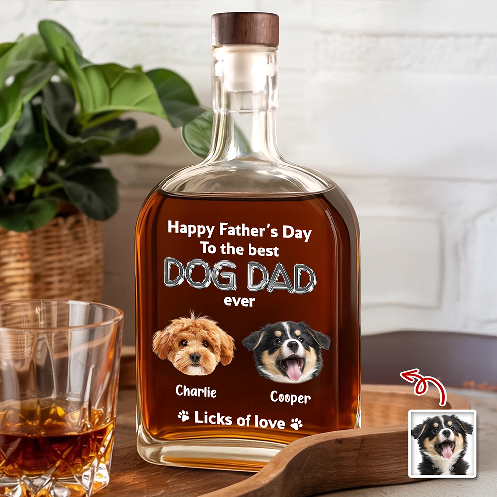 Personalized Photo Whiskey Bottle Custom Gift for Dog Dad HN590 - Whiskey Bottle GradoCreations