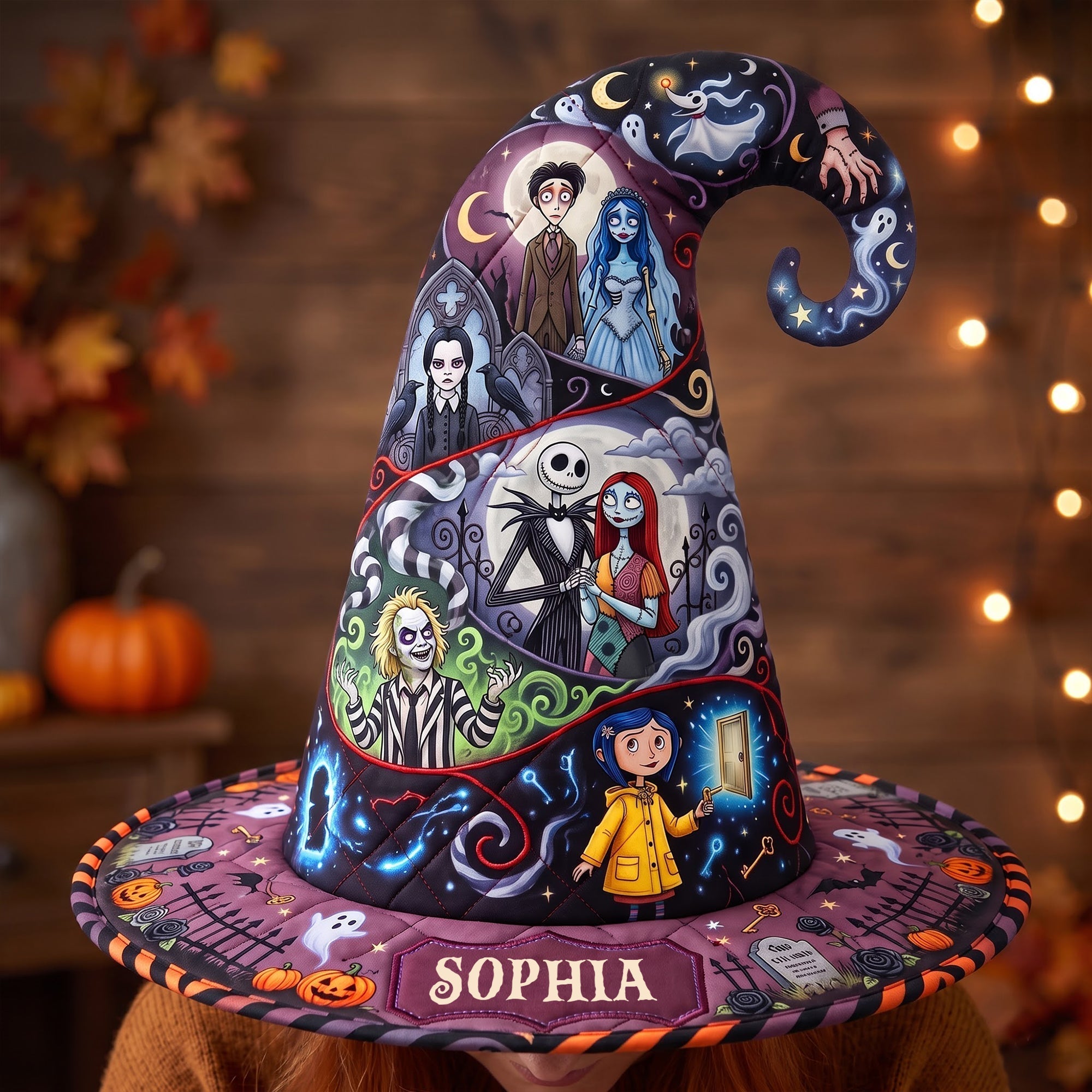 Personalized Quilted Witch Hat for Halloween | Unique Gift Idea Quilt Witch Hat GradoCreations