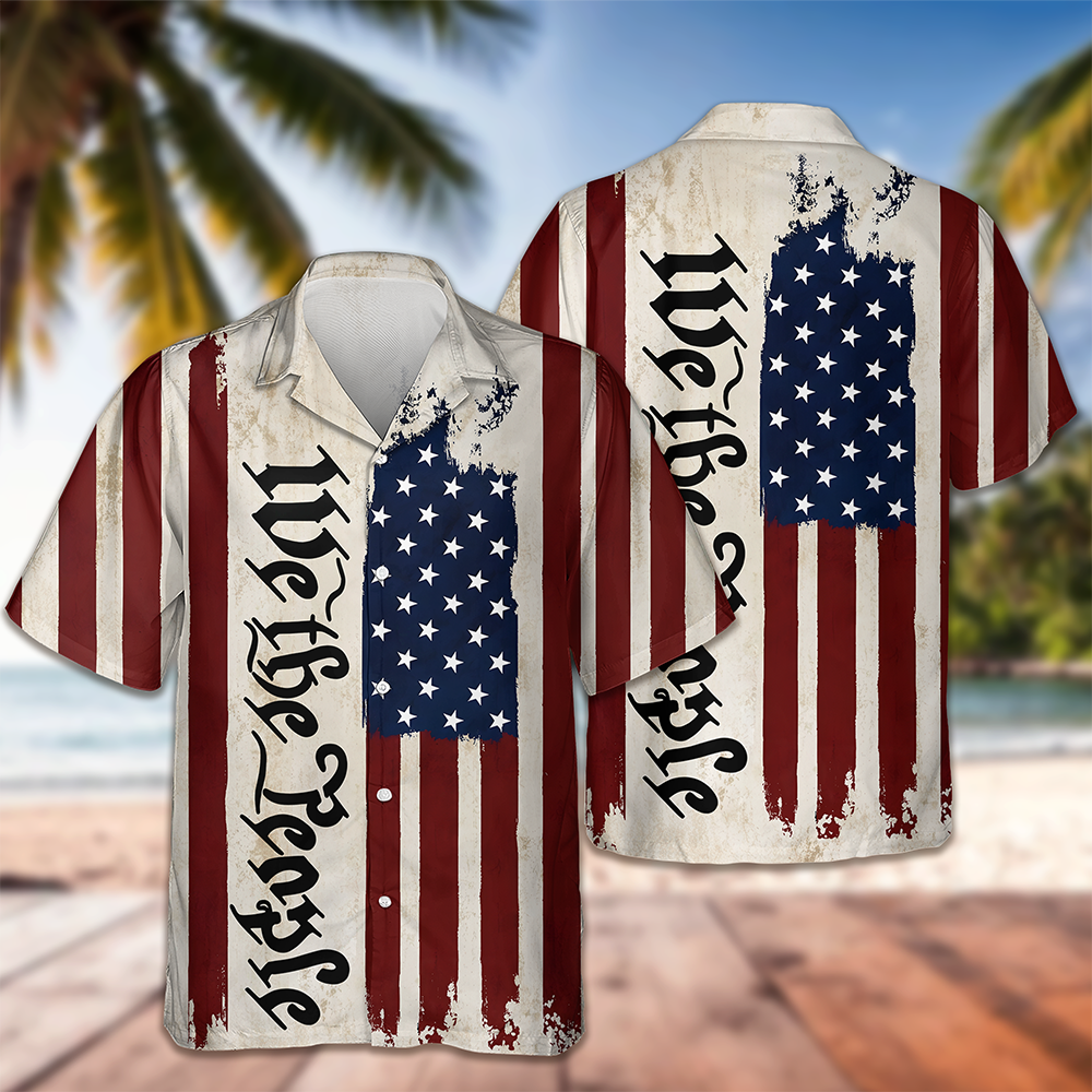 Personalized Hawaiian Shirt American Flag Gift for 4th of July HN590 - AOP Hawai Shirt GradoCreations