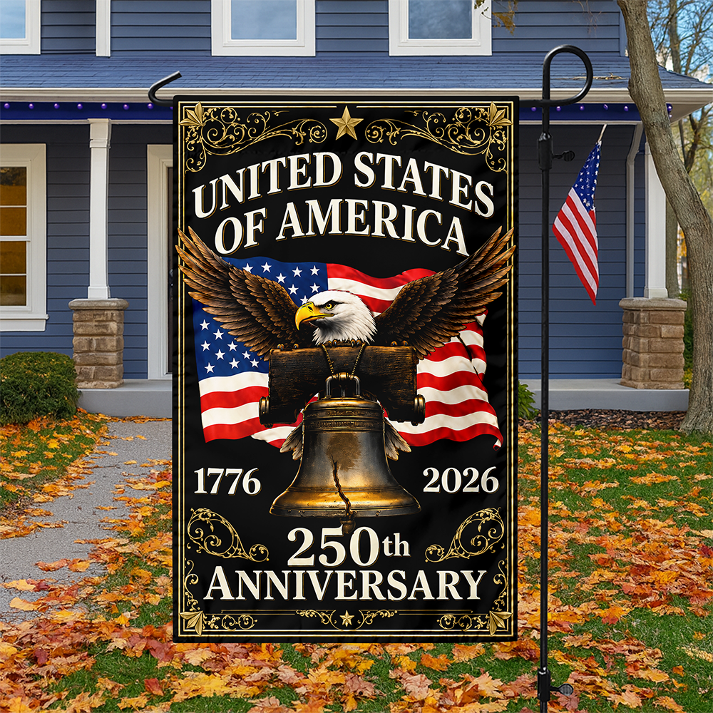 Personalized 250th Anniversary Garden Flag with Eagle Design HN590 - Garden Flag GradoCreations