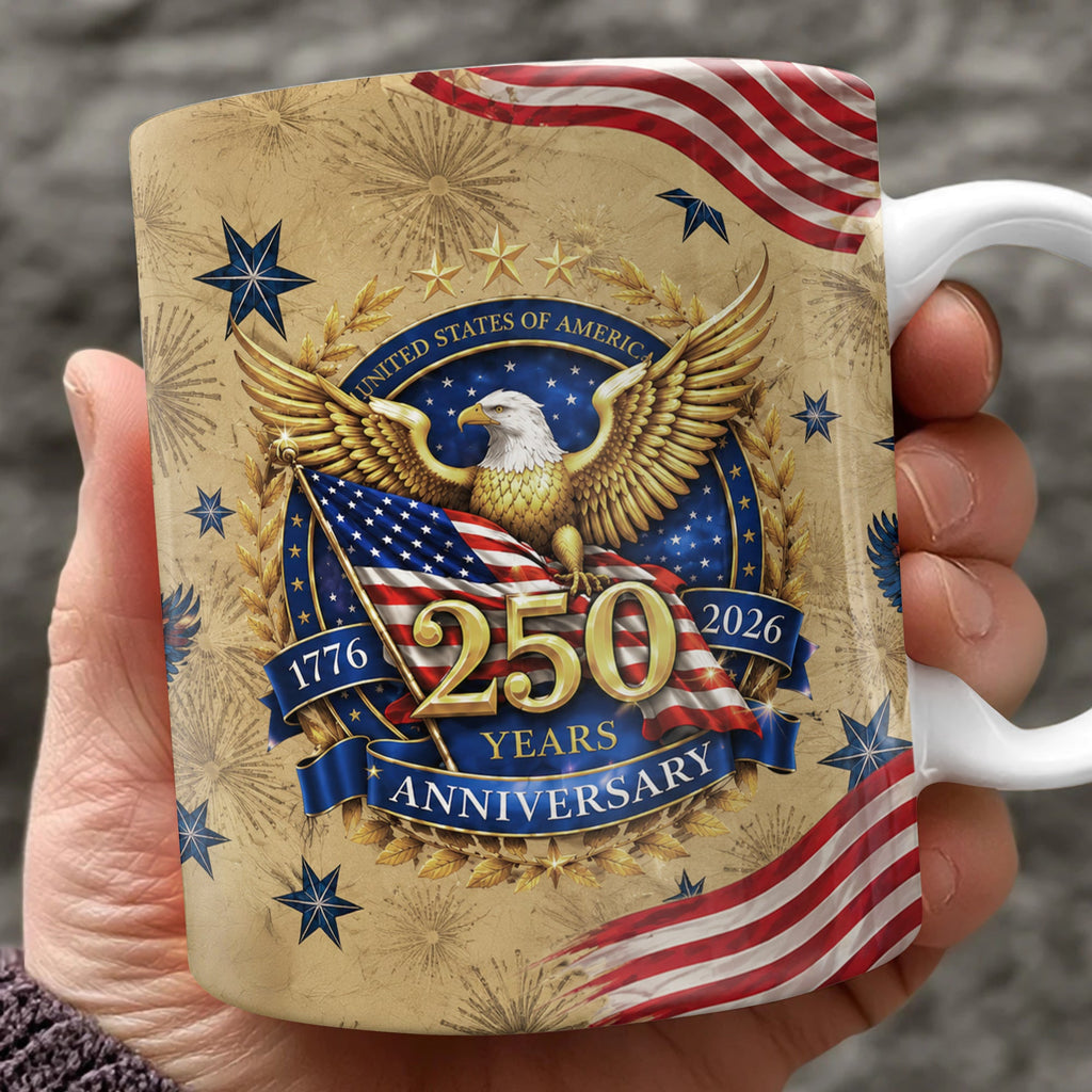 Personalized USA 250 Years Eagle Coffee Mug Custom Gift HN590 - edge to edge mug GradoCreations
