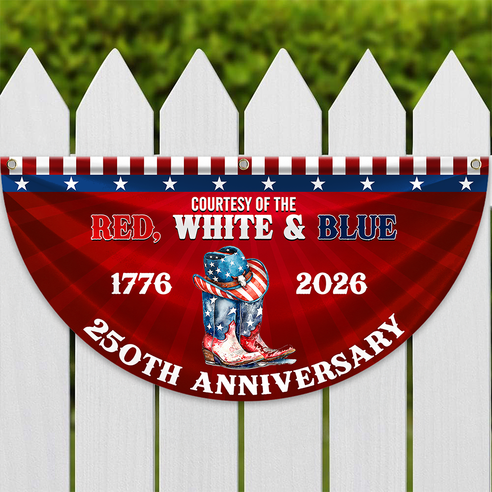 Personalized Cowboy Boots Fan Flag Custom Name Gift for Family 250th Anniversary HN590 - Non-Pleated Fan Flag GradoCreations