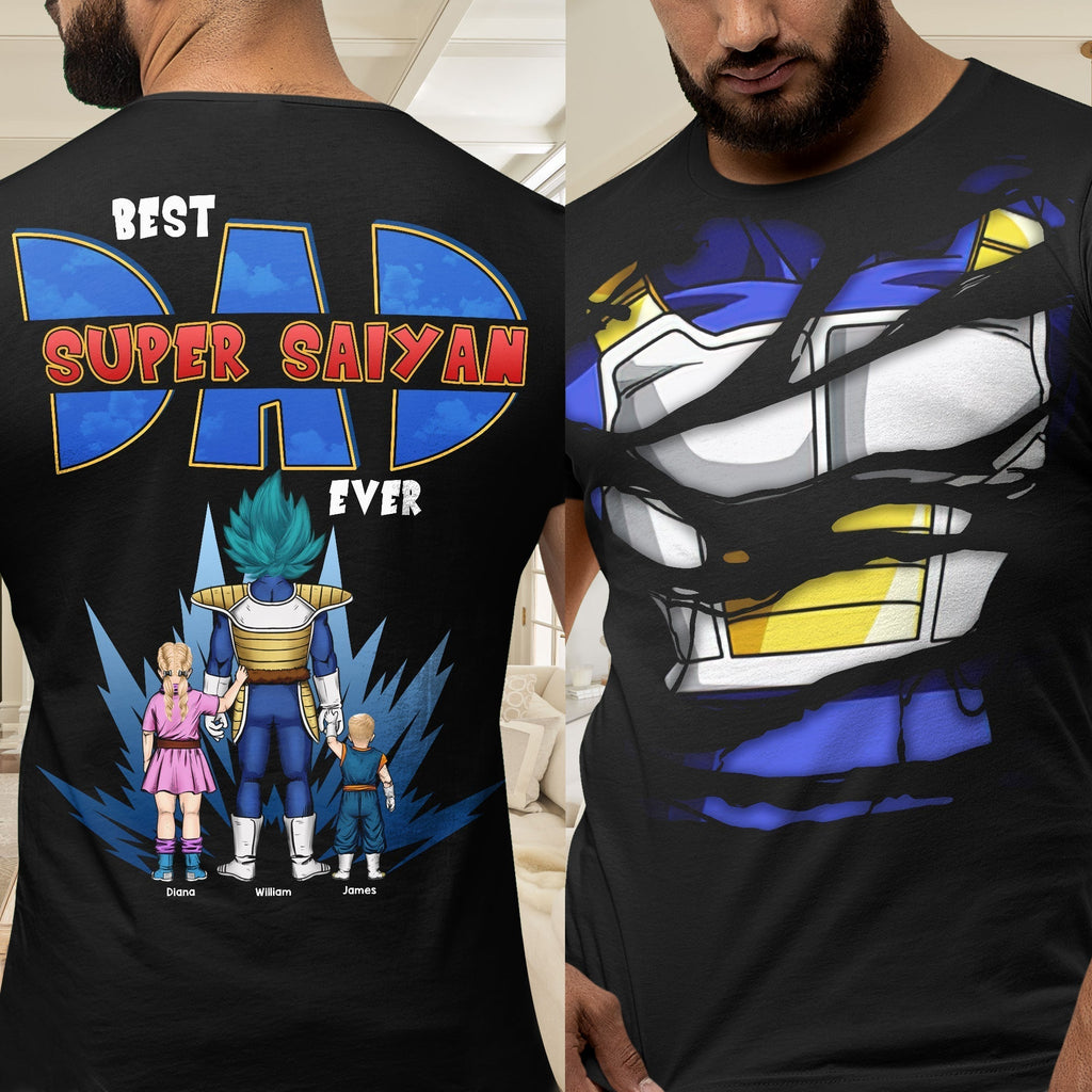 Personalized Super Saiyan Dad Shirt Custom Name Gift for Father's Day