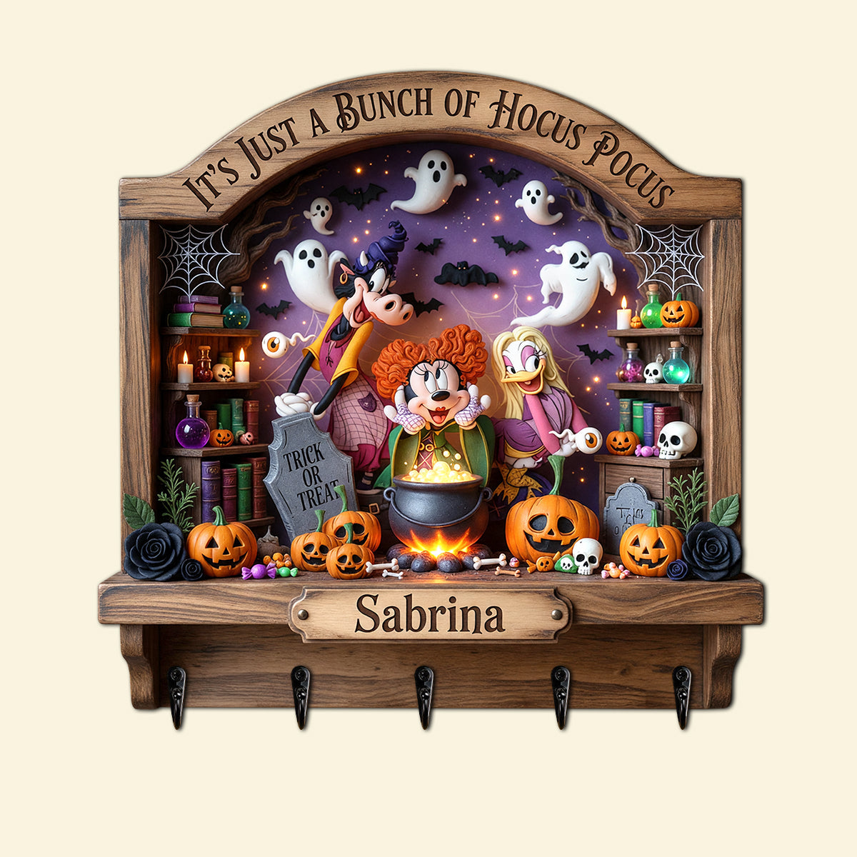 Personalized Halloween Hanging Rack Custom Family Name Gift Hanging Rack GradoCreations