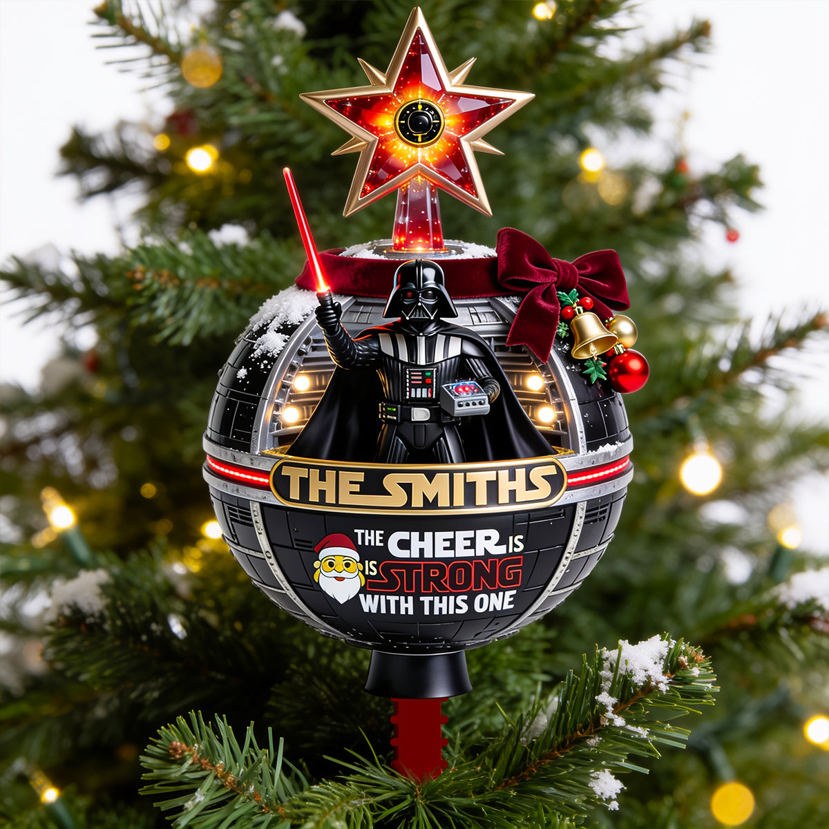 Personalized LED Light Tree Topper with Star - Christmas Gift for Family, Movie Fans LED Light Tree GradoCreations
