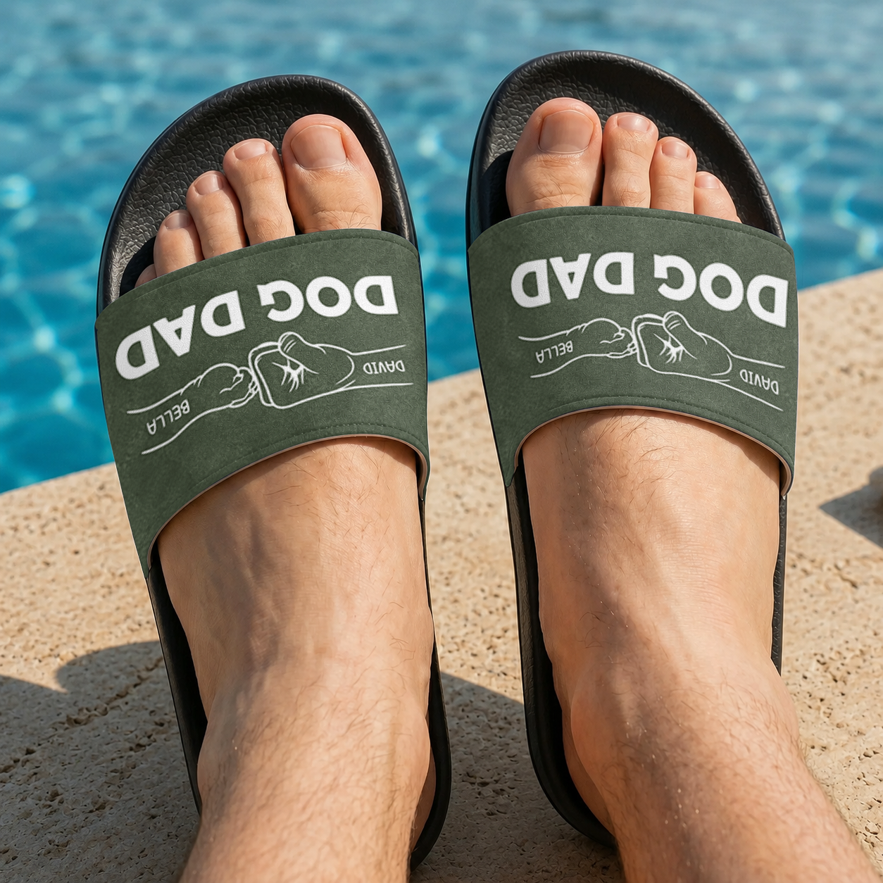 Personalized Dog Dad Slide Sandals Custom Name Gift for Pet Lovers HN590 - Slide Sandals GradoCreations