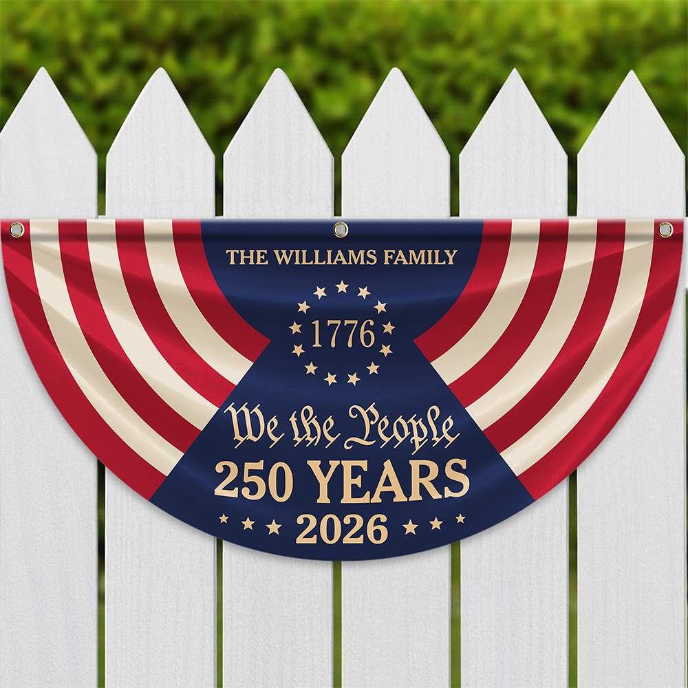 Personalized We The People Family Name Flag 4th of July Gift HN590 - Non-Pleated Fan Flag GradoCreations