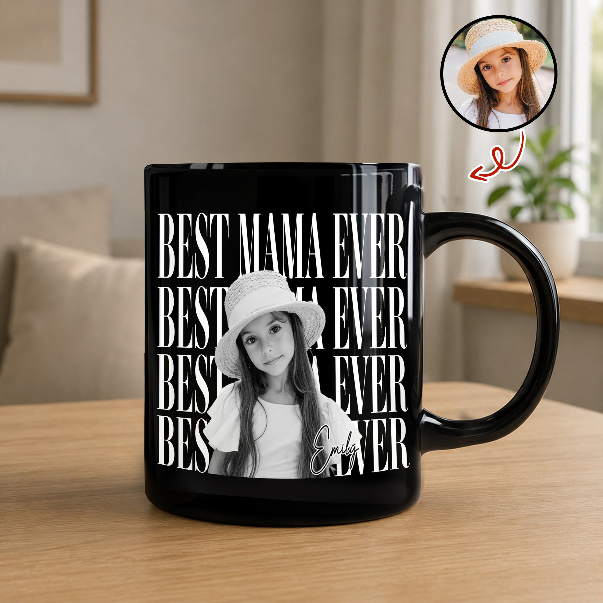 Personalized Black Mug Custom Photo Gift for Dad Father's Day HN590 - Black Mug GradoCreations