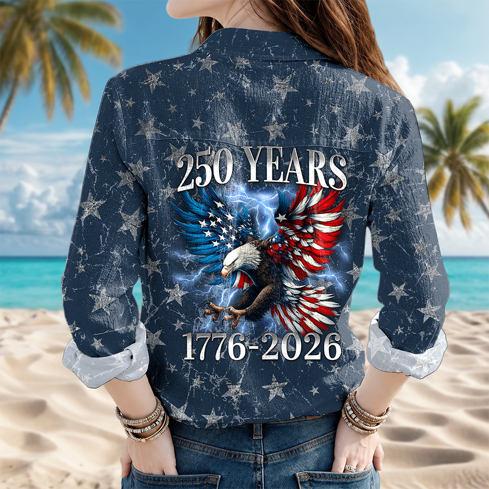 Personalized Eagle Blouse Shirt Patriotic Gift for Mom 4th of July HN590 - Blouse Shirt GradoCreations
