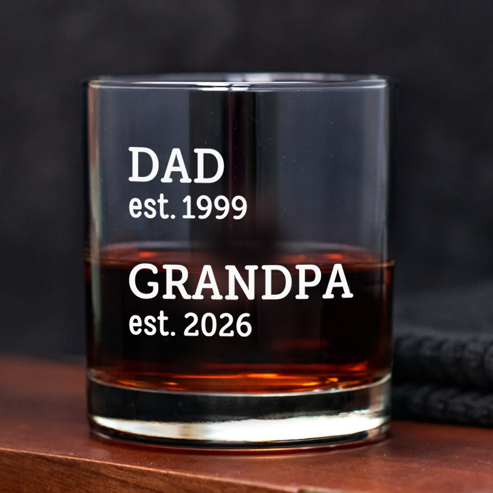 Personalized Whiskey Glass Custom Dad Gift for Father's Day HN590 - Print Rock Glass GradoCreations