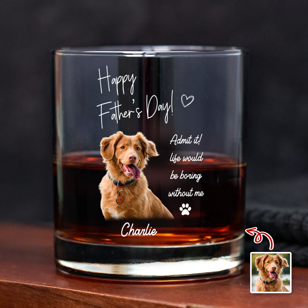 Custom Photo Whiskey Glass Gift for Dog Dad | Father's Day HN590 - Print Rock Glass GradoCreations