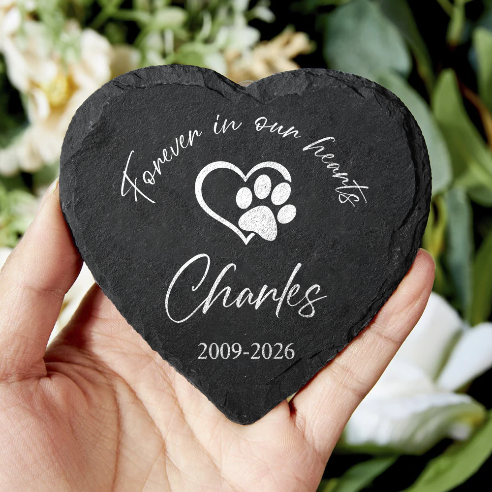 Personalized Heart Shaped Pet Memorial Grave Marker Stone Gift HN590 - Heart Shaped Stone GradoCreations