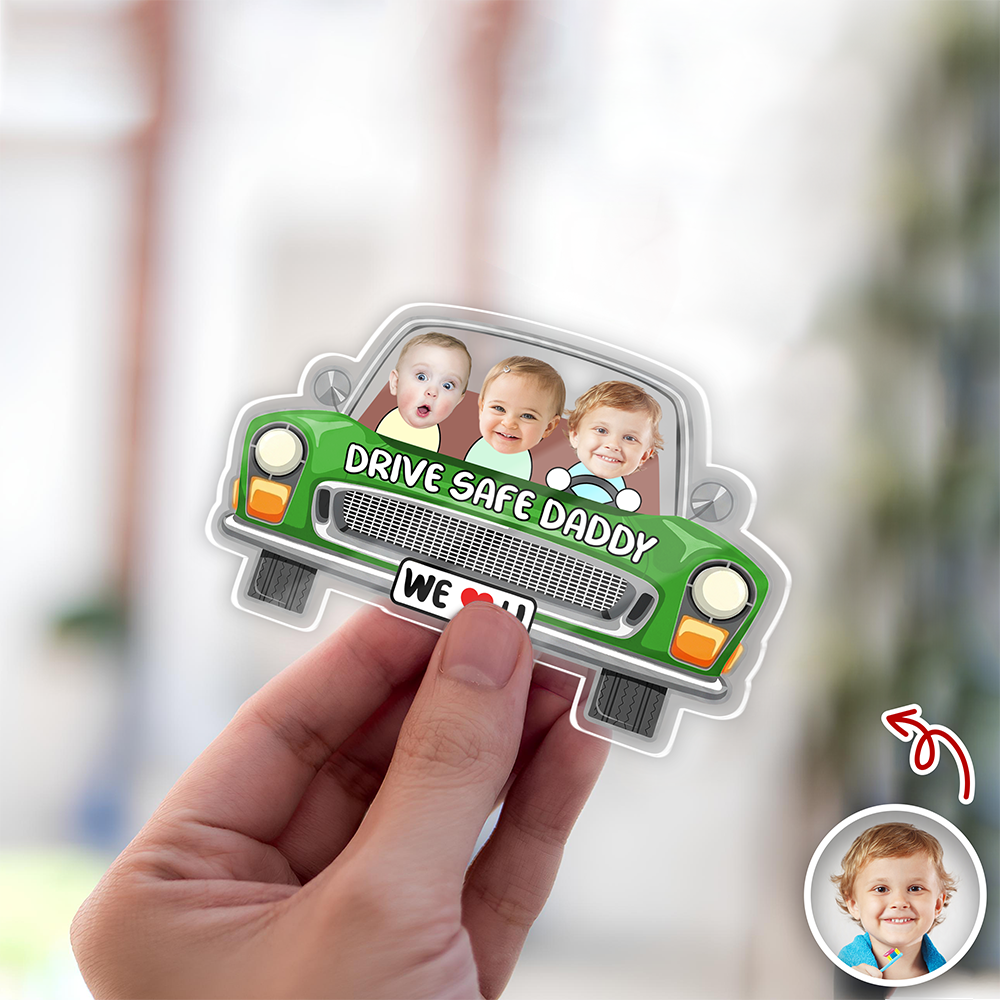 Personalized Kids Photo Car Visor Clip Gift for Dad HN590 - Acrylic Car Visor Clip Fix GradoCreations