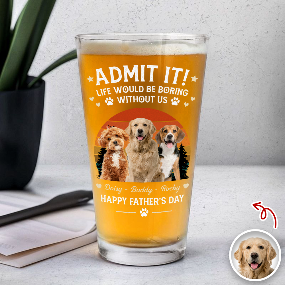 Personalized Beer Glass Custom Photo Gift for Dog Dad HN590 - Print Beer Glass GradoCreations