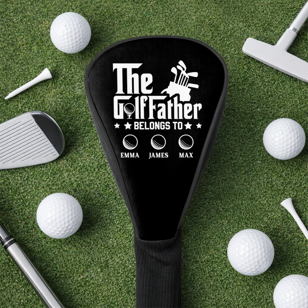 Personalized Golf Head Cover Custom Names Gift for Dad HN590 - Golf Club Head Cover GradoCreations