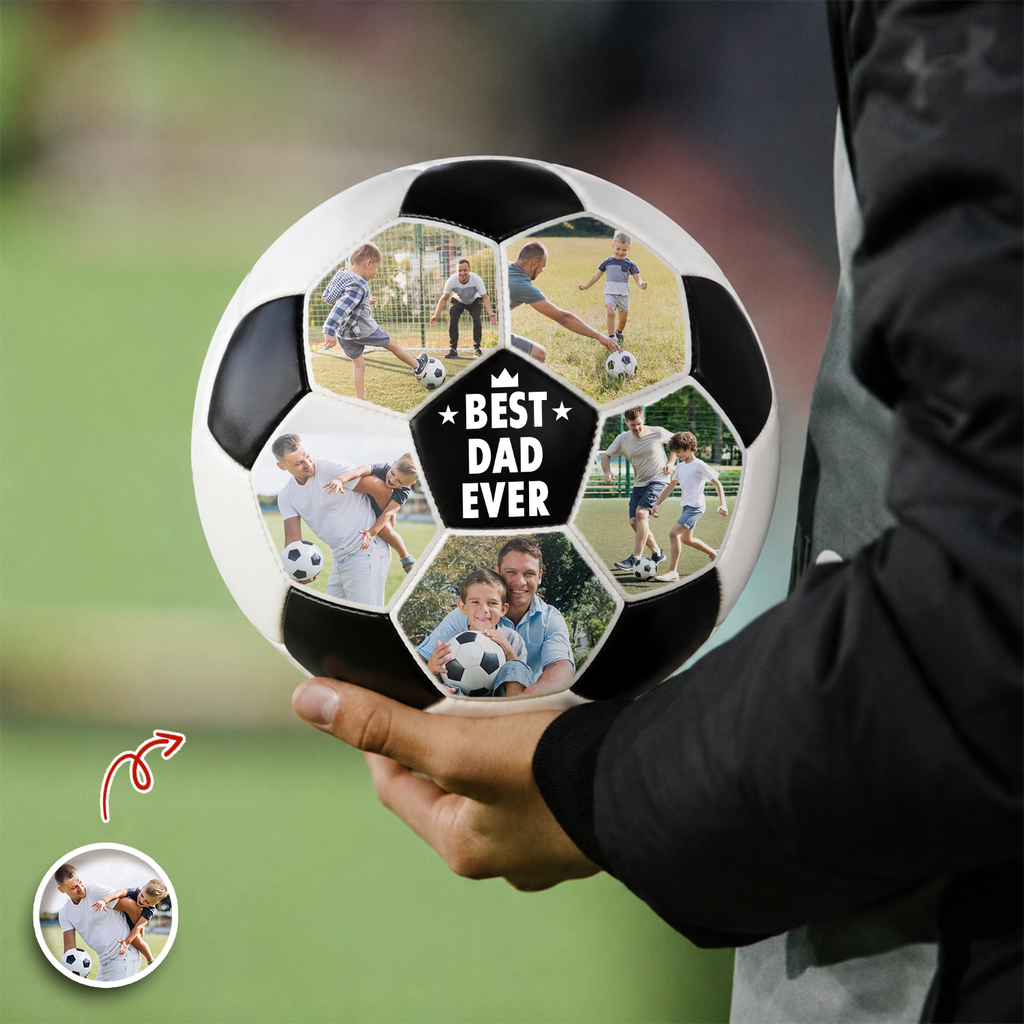 Custom Soccer Ball Gift for Dad Personalized Photo Best Coach Ever Baseball Ball Fix GradoCreations