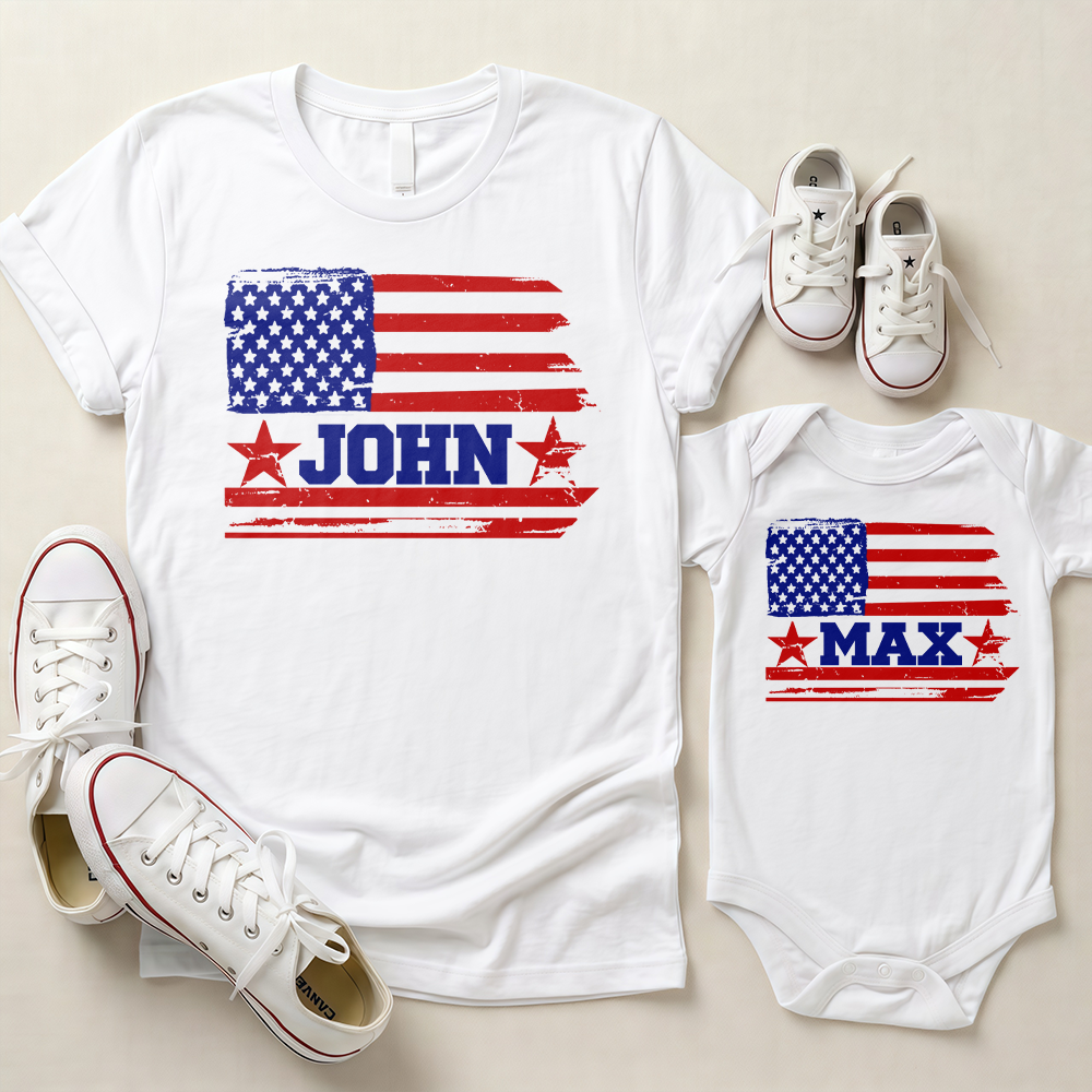 Custom Name Patriotic Shirt for Dad Matching Family Gift HN590 - Tshirt GradoCreations