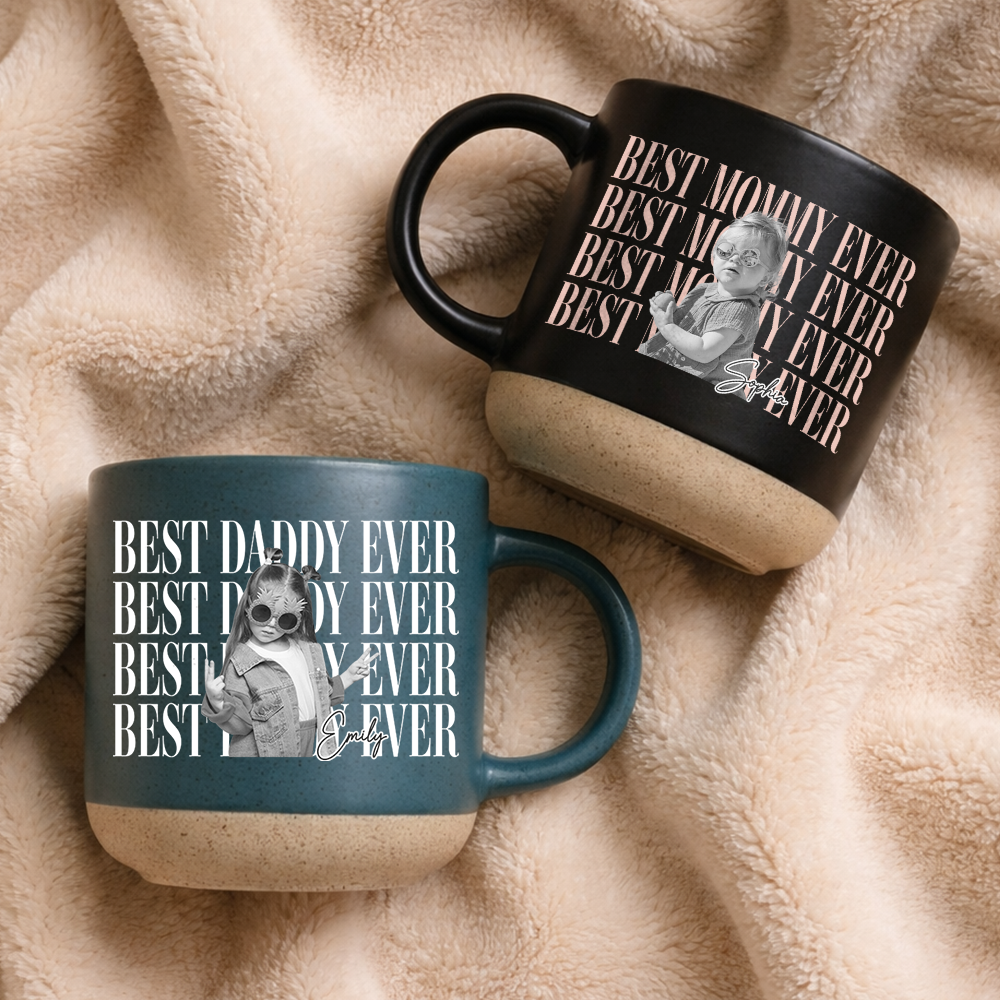 Personalized Vintage Photo Pottery Mug Best Dad or Mom Gift HN590 - Pottery Mug GradoCreations