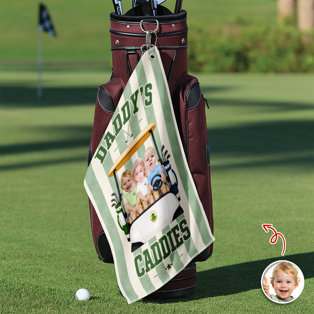 Personalized Photo Golf Towel Gift for Dad on Father's Day HN590 - Golf Towel GradoCreations
