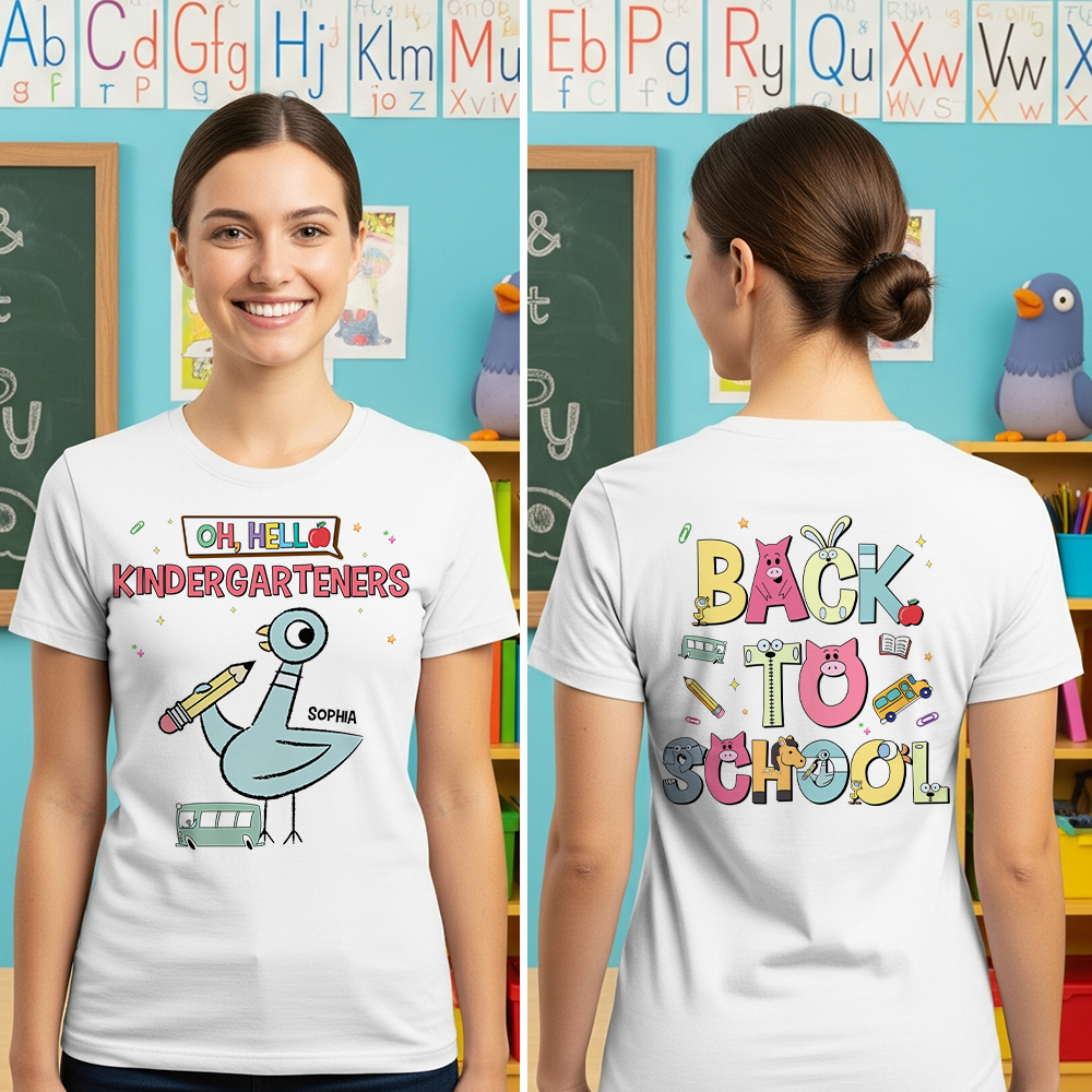 Personalized Kindergarten Back to School Shirt for Teacher Cotton Apparel GradoCreations