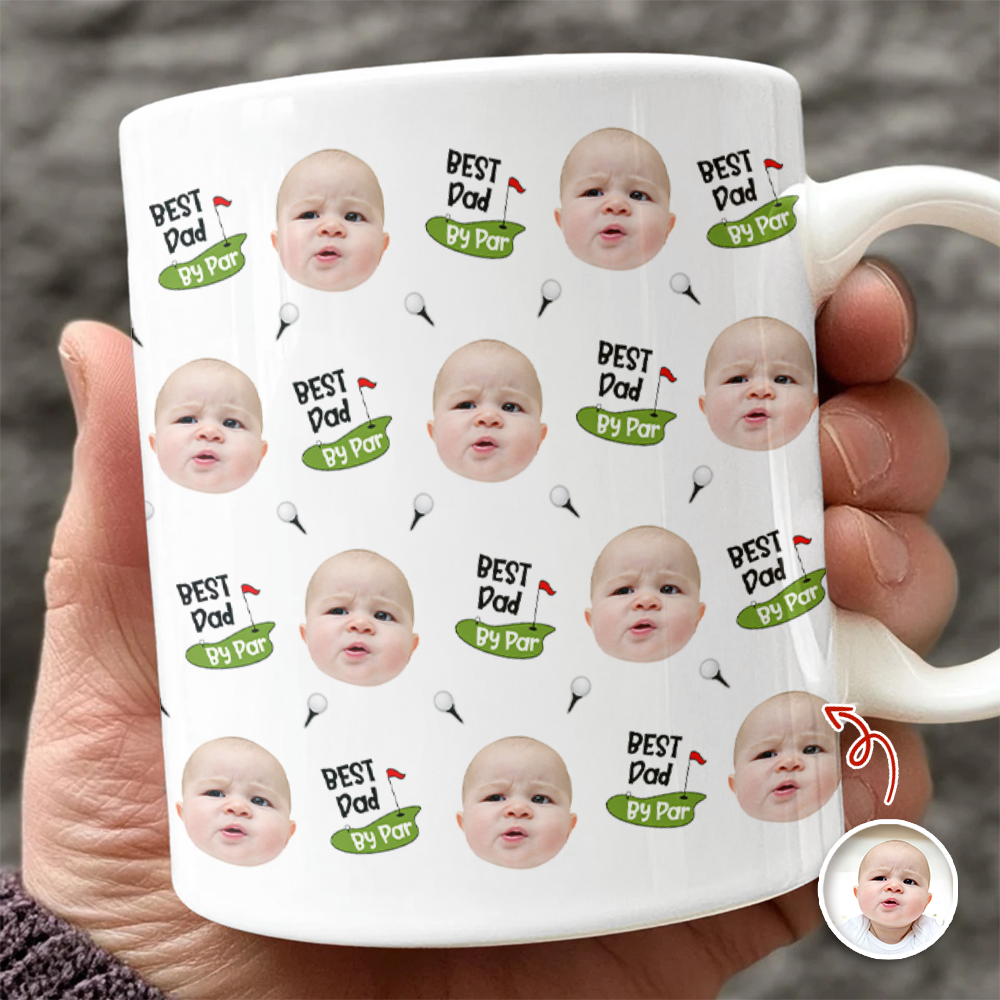 Personalized Photo Mug Best Dad Ever Gift for Father's Day HN590 - edge to edge mug GradoCreations