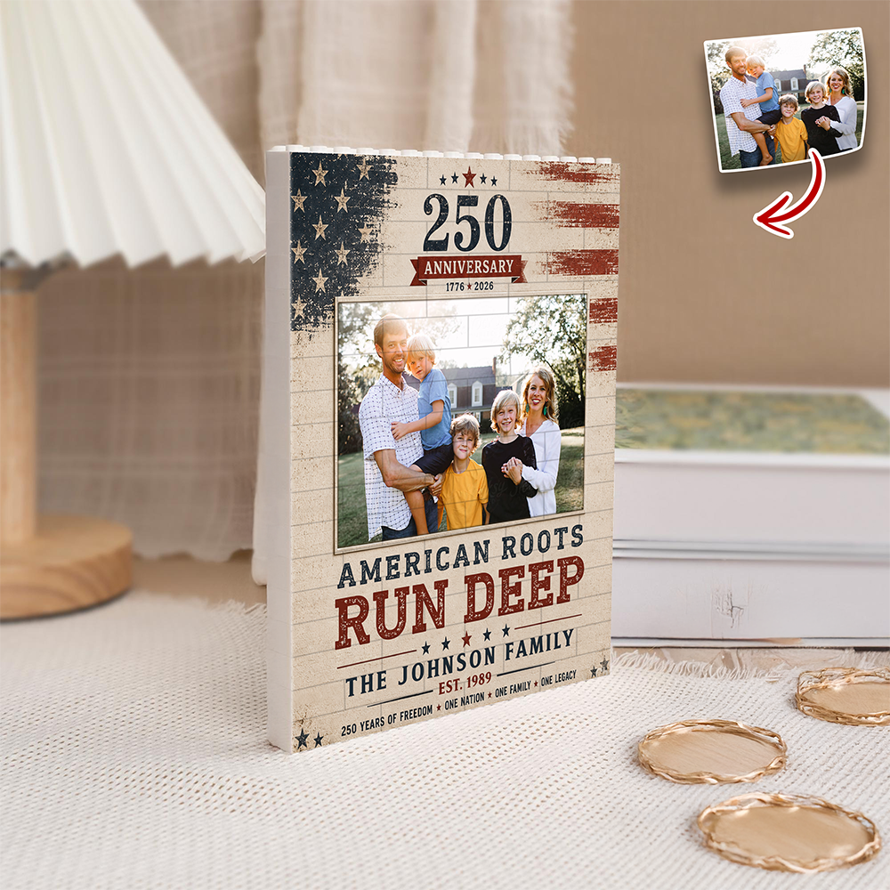Custom Photo Building Blocks Patriotic Family Gift 250th Anniversary HN590 - Building Blocks GradoCreations