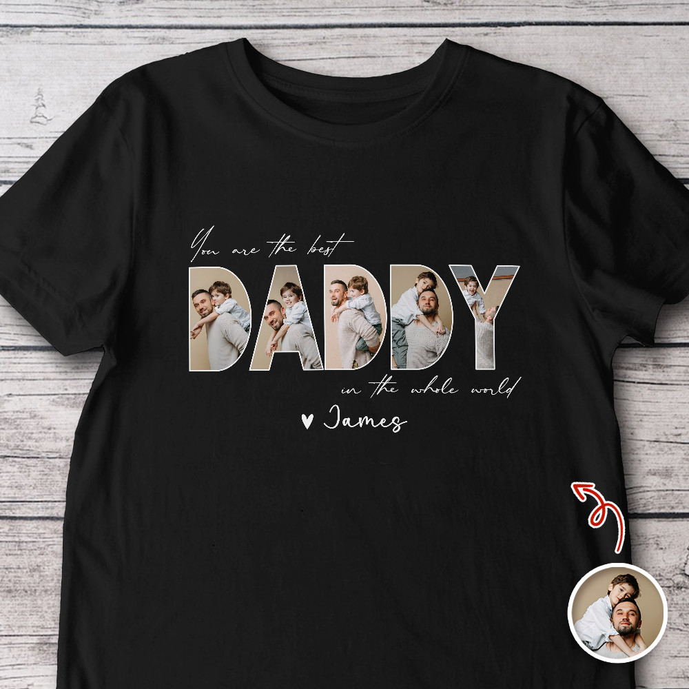 Custom Photo Dark Shirt Gift for Dad | Personalized Father's Day Tee HN590 - Tshirt GradoCreations