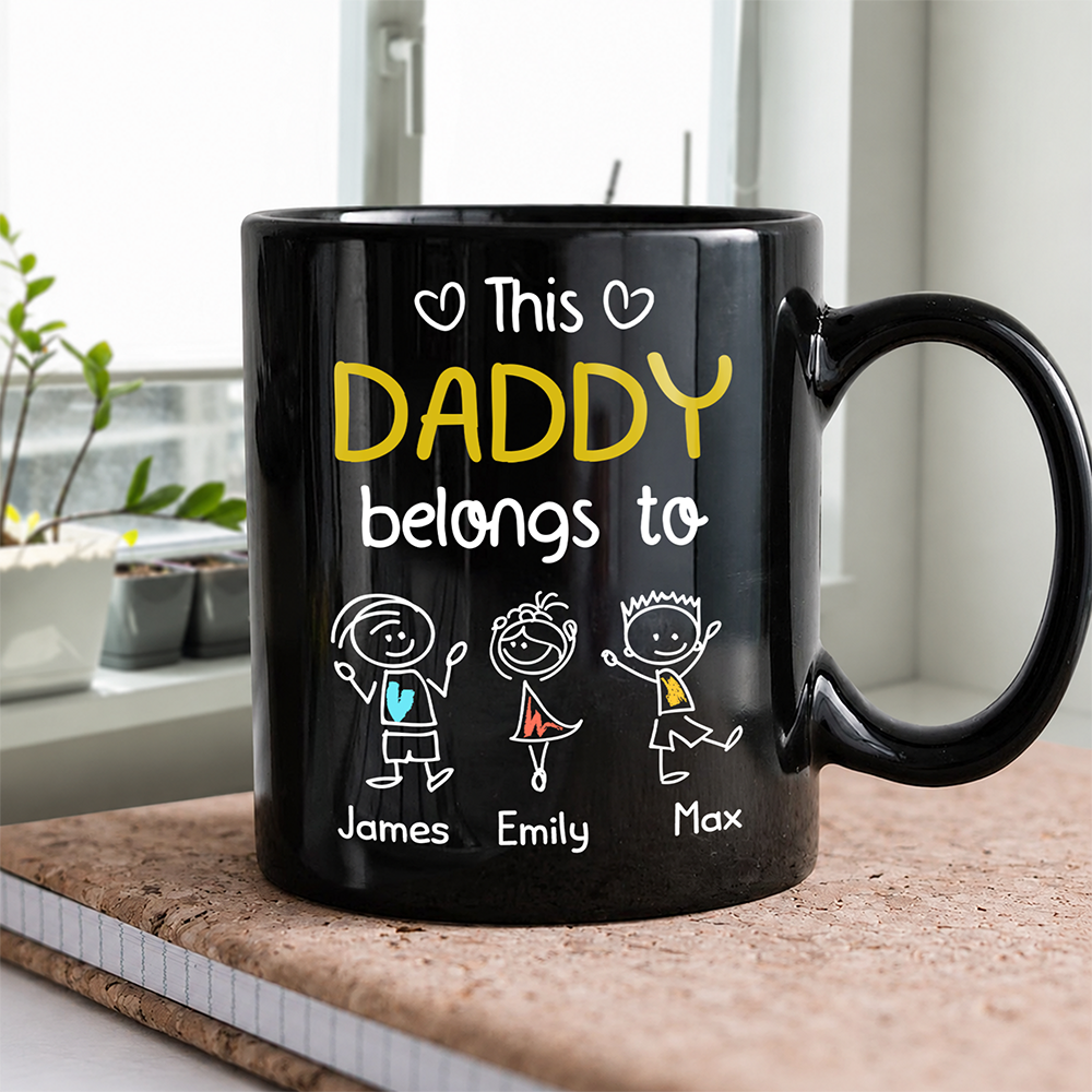 Personalized Black Mug This Papa Belongs To Us Gift for Dad HN590 - Black Mug GradoCreations