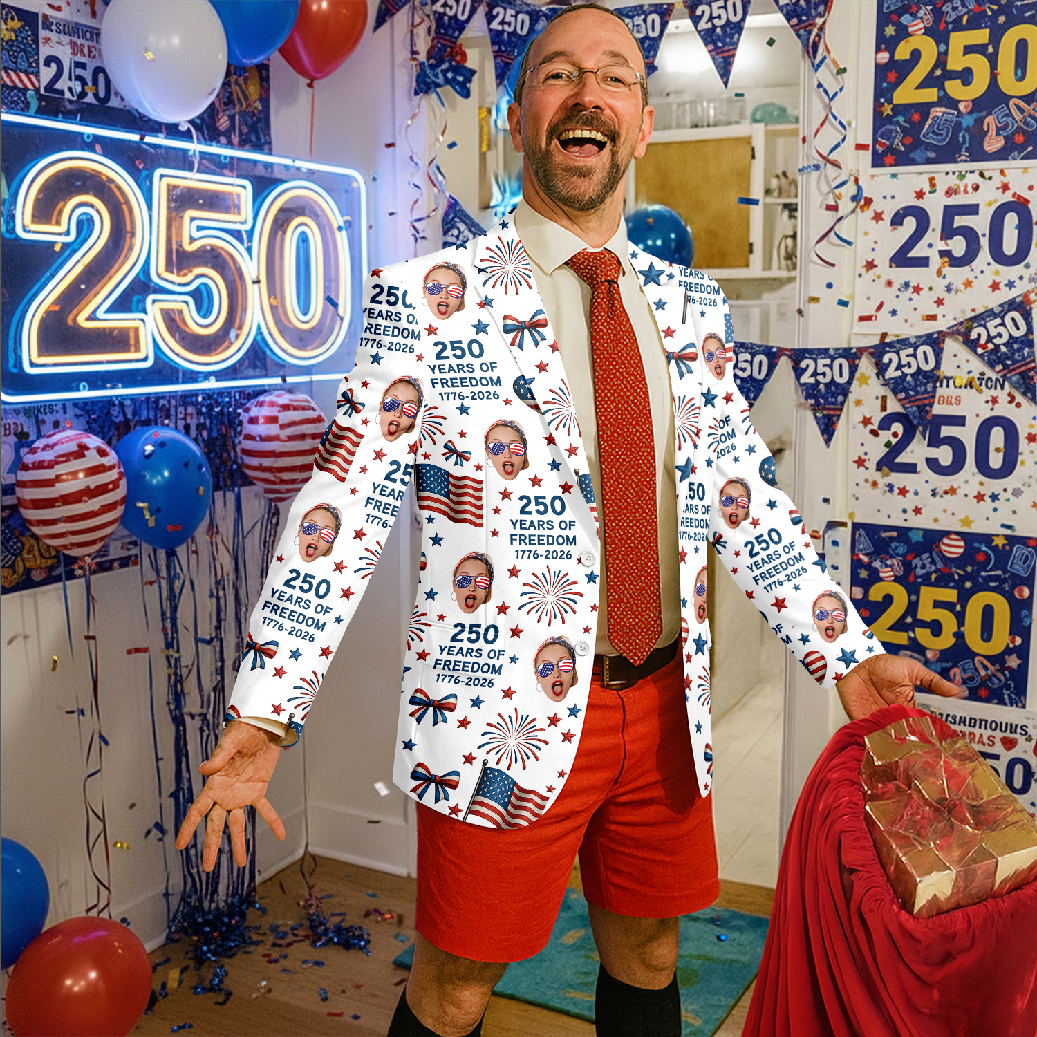 Custom Photo Men's Suit 250 Years of Freedom Gift for Dad HN590 - Men's Suits GradoCreations