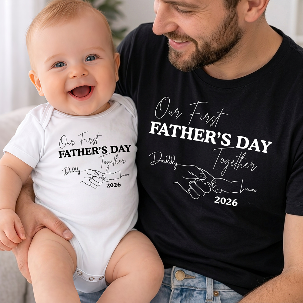 Personalized Matching Father & Child T-Shirt Set Gift HN590 - Tshirt GradoCreations