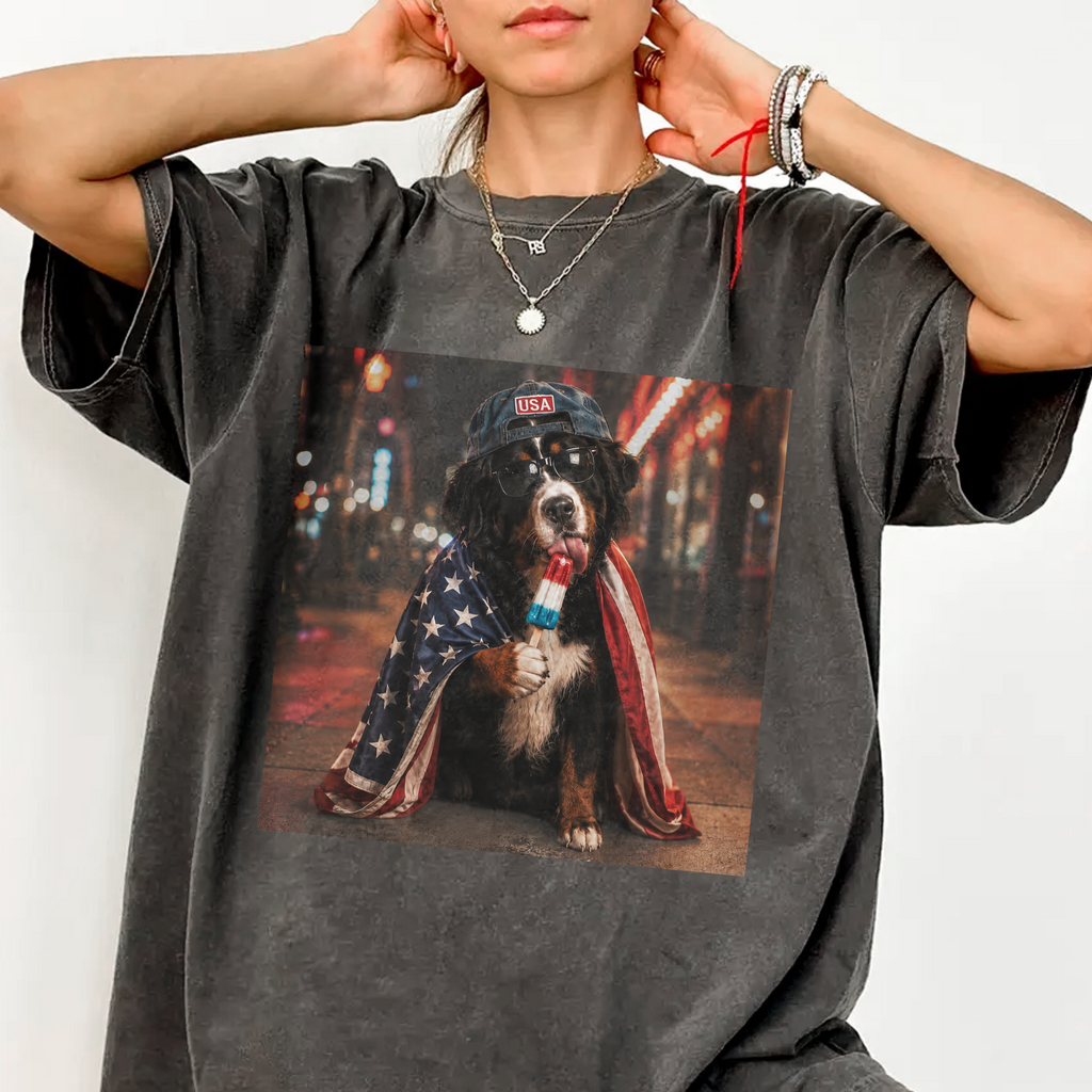 Personalized Dog Photo Comfort Shirt for Dog Lovers 4th of July Gift Comfort Shirt AI Fix GradoCreations