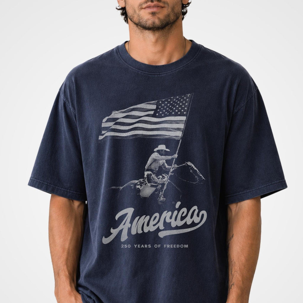 Personalized 250 Years of Freedom Independence Day Shirt Gift for Cowboy Comfort Shirt FIX GradoCreations