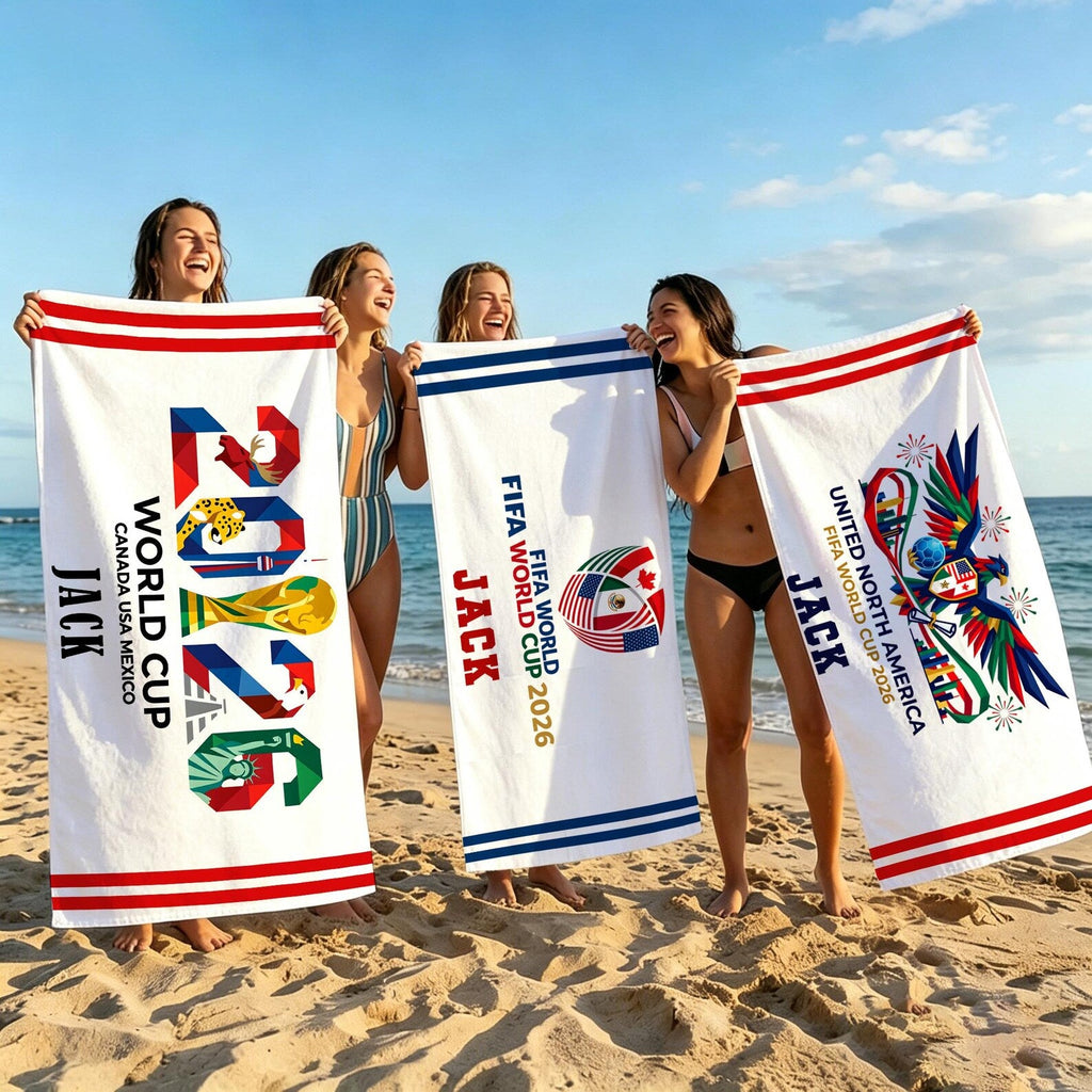 Personalized Soccer Beach Towel 2026 World Cup Gift for Fans