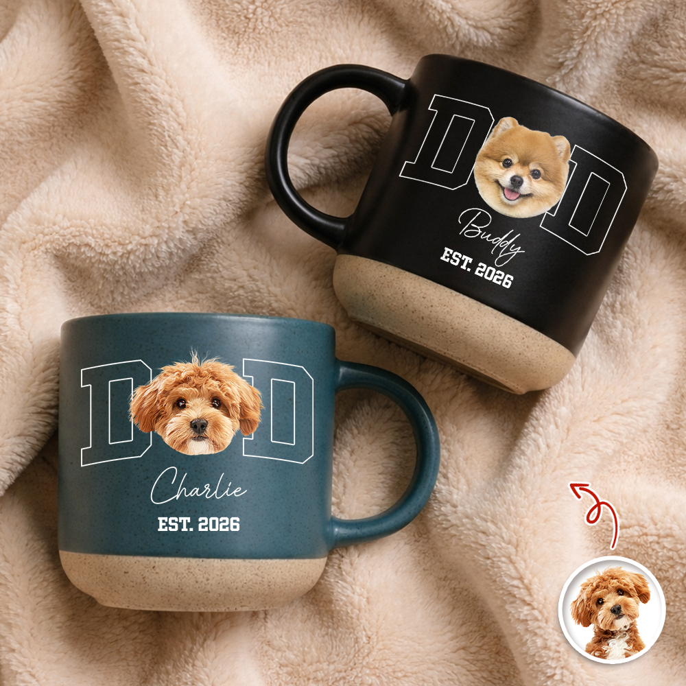 Personalized Pottery Mug Custom Photo Gift for Dog Dad HN590 - Pottery Mug GradoCreations