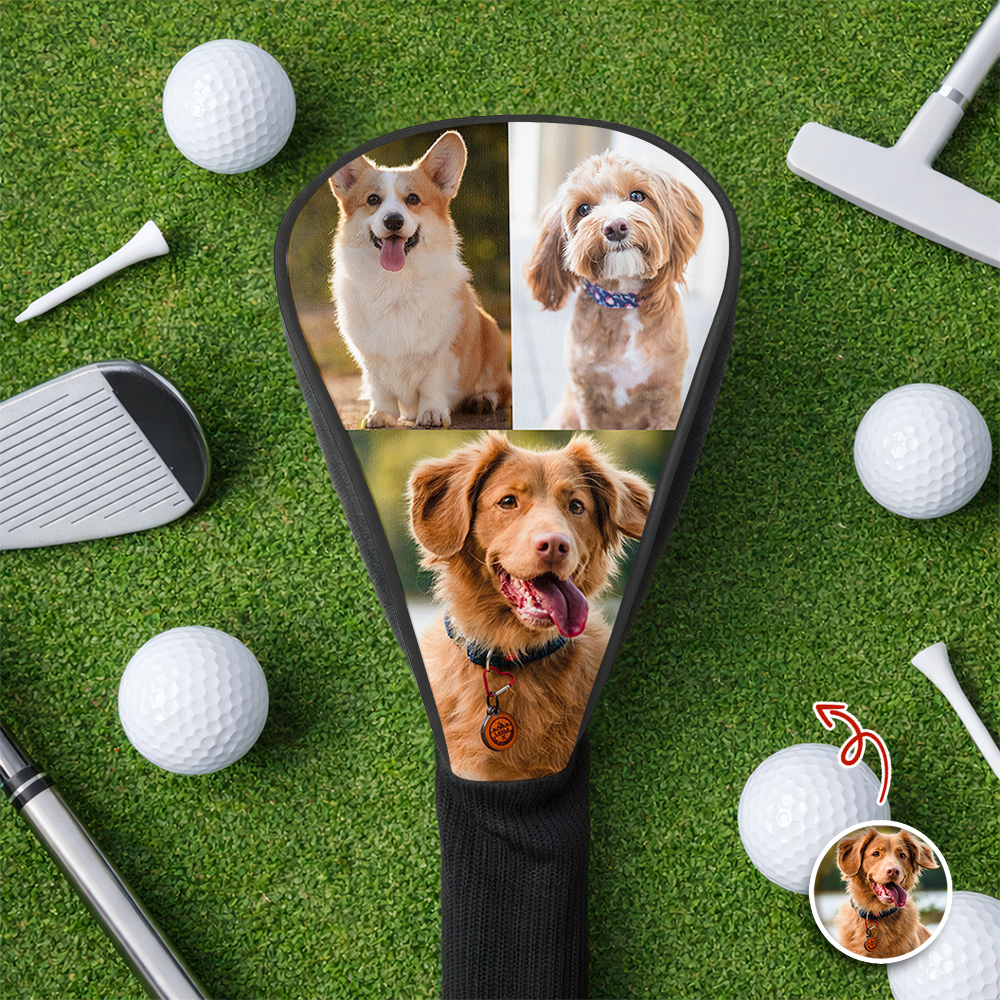 Personalized Photo Golf Club Head Cover Custom Gift for Dog Dad HN590 - Golf Club Head Cover GradoCreations