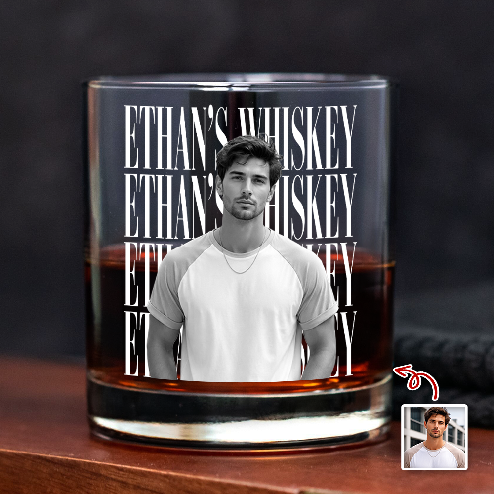 Personalized Vintage Photo Rock Glass Custom Gift for Dad HN590 - Print Rock Glass GradoCreations