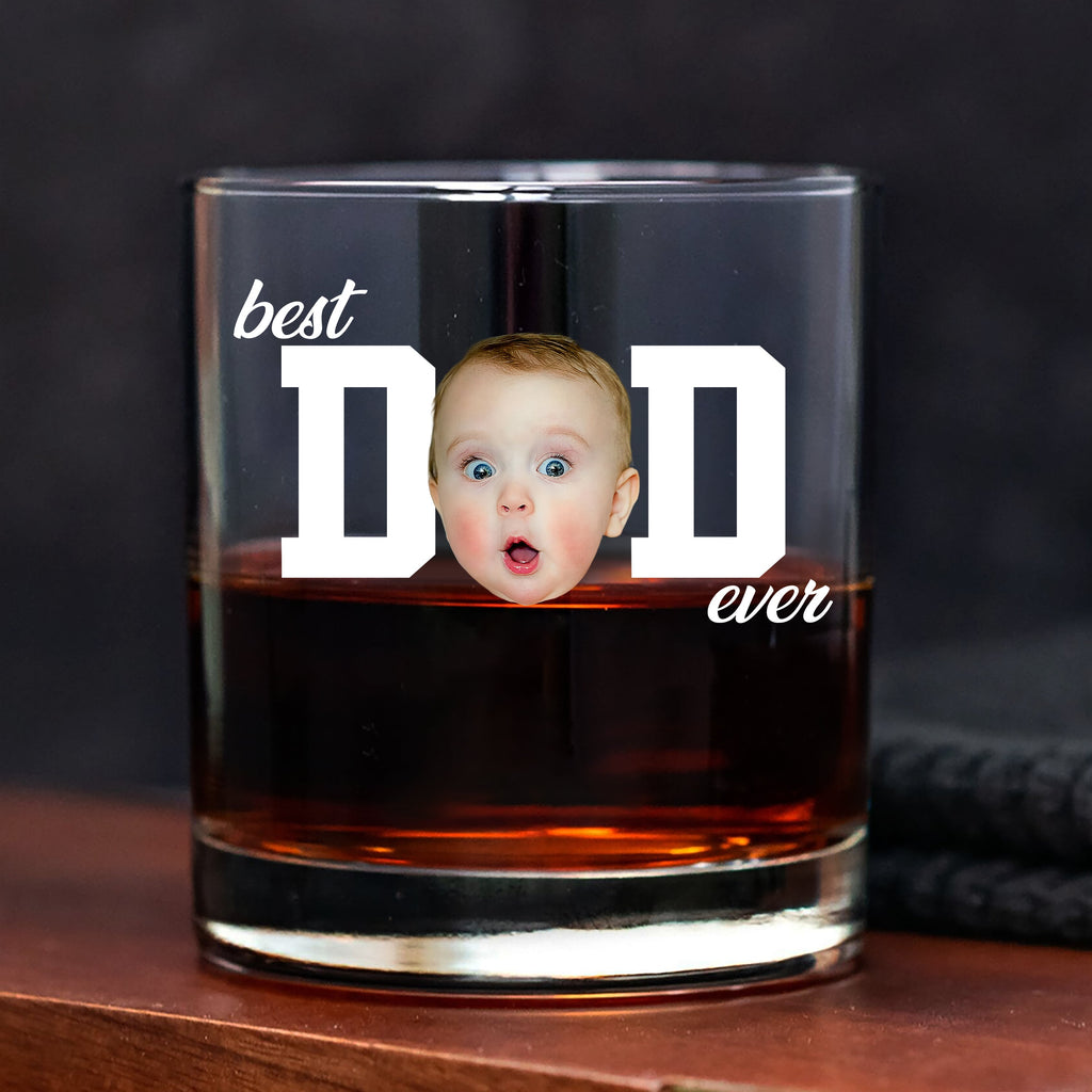 Personalized Funny Face Whiskey Glass Gift for Dad - Father's Day HN590 - Print Rock Glass GradoCreations