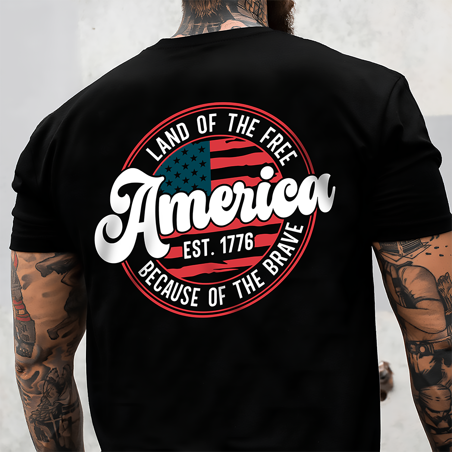 Personalized America Est 1776 T-Shirt Gift for Dad | Independence Day HN590 - Back&Front Shirt GradoCreations