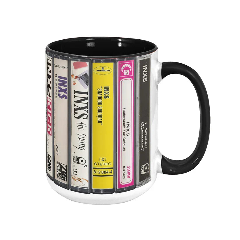 INXS Cassette Accent Mug Retro Design Ceramic Drinkware GradoCreations