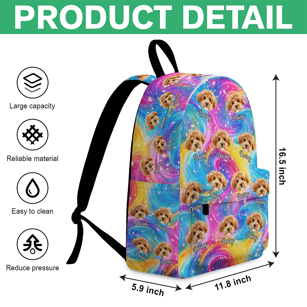 Personalized Pet Photo Backpack Gift for Dog/Cat Lovers HN590 - Printed Backpack GradoCreations