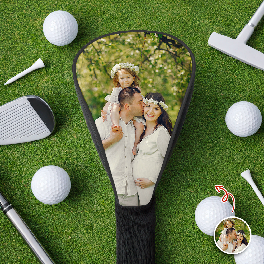 Personalized Photo Golf Club Head Cover Custom Gift for Dad HN590 - Golf Club Head Cover GradoCreations