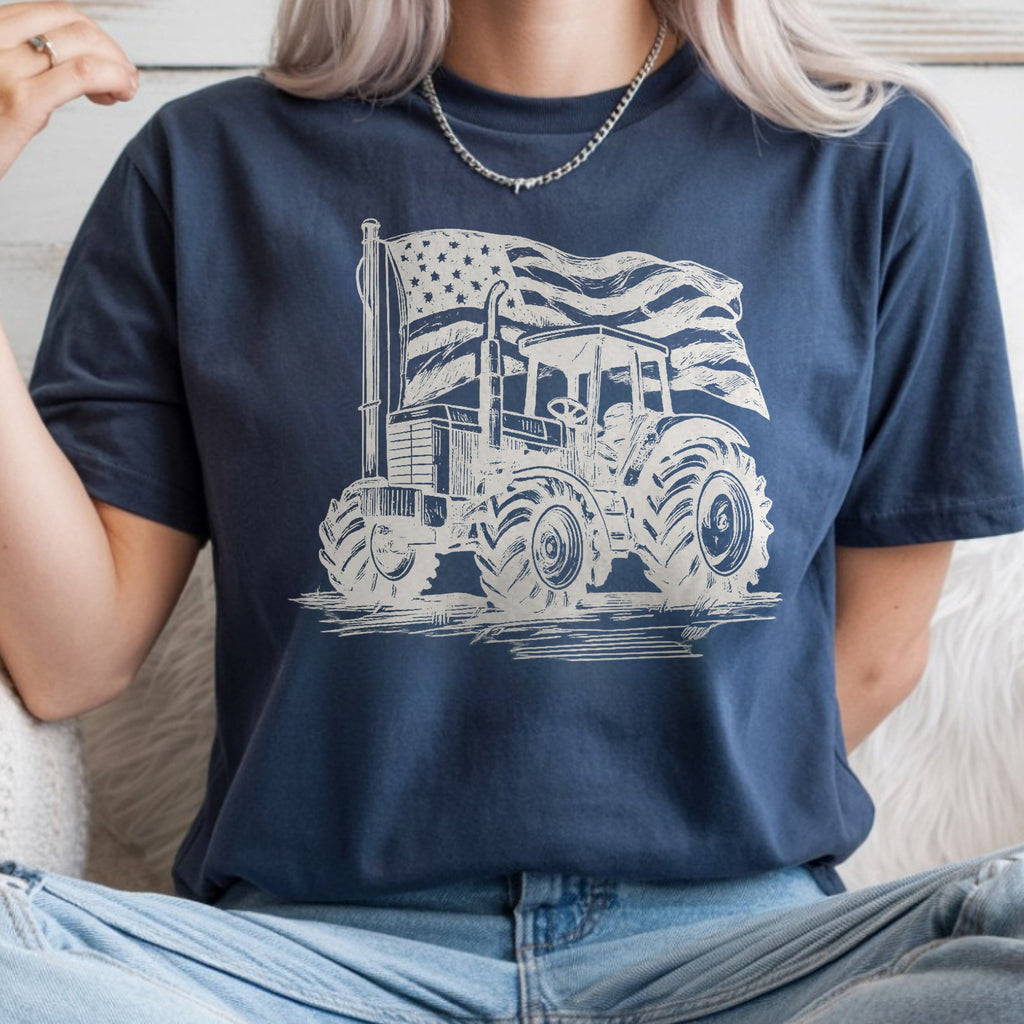 Personalized American Flag Comfort Shirt Independence Day Gift for Farmers and Truckers Comfort Shirt GradoCreations