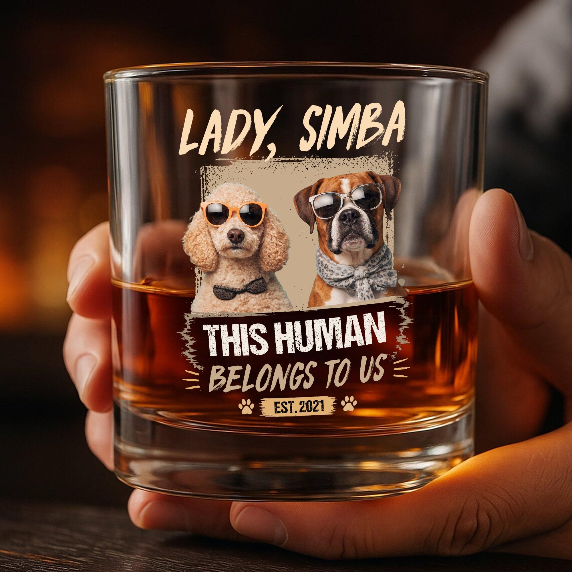 Personalized Dog Photo Whiskey Glass Custom Gift for Dad HN590 - Print Rock Glass GradoCreations