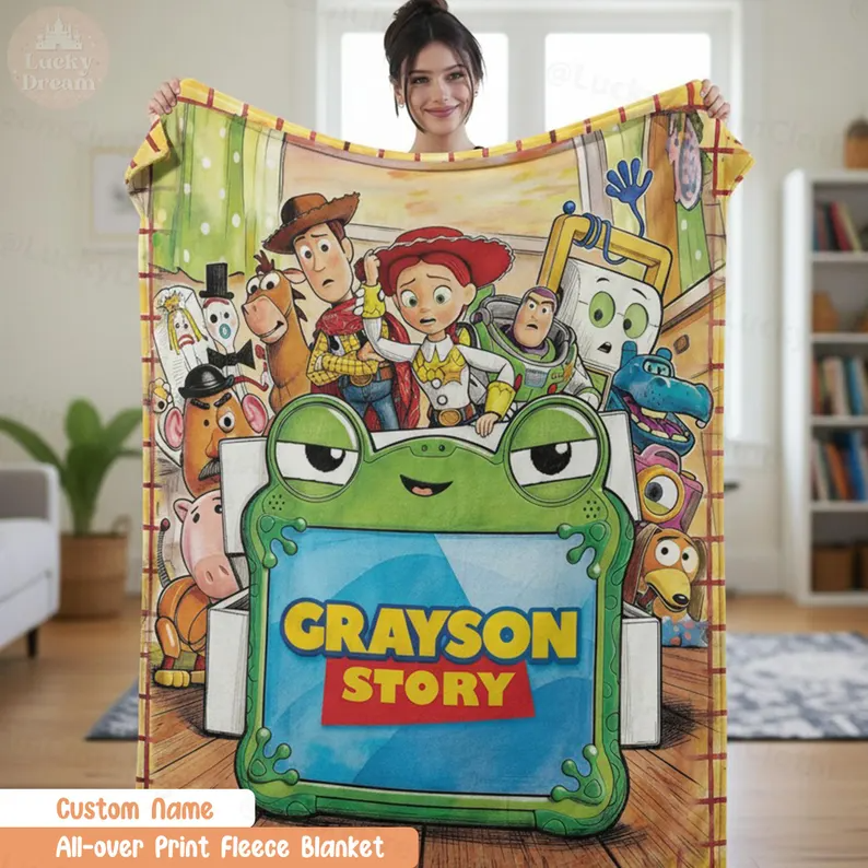 Personalized Fleece Blanket Custom Name for Kids Movie Fans