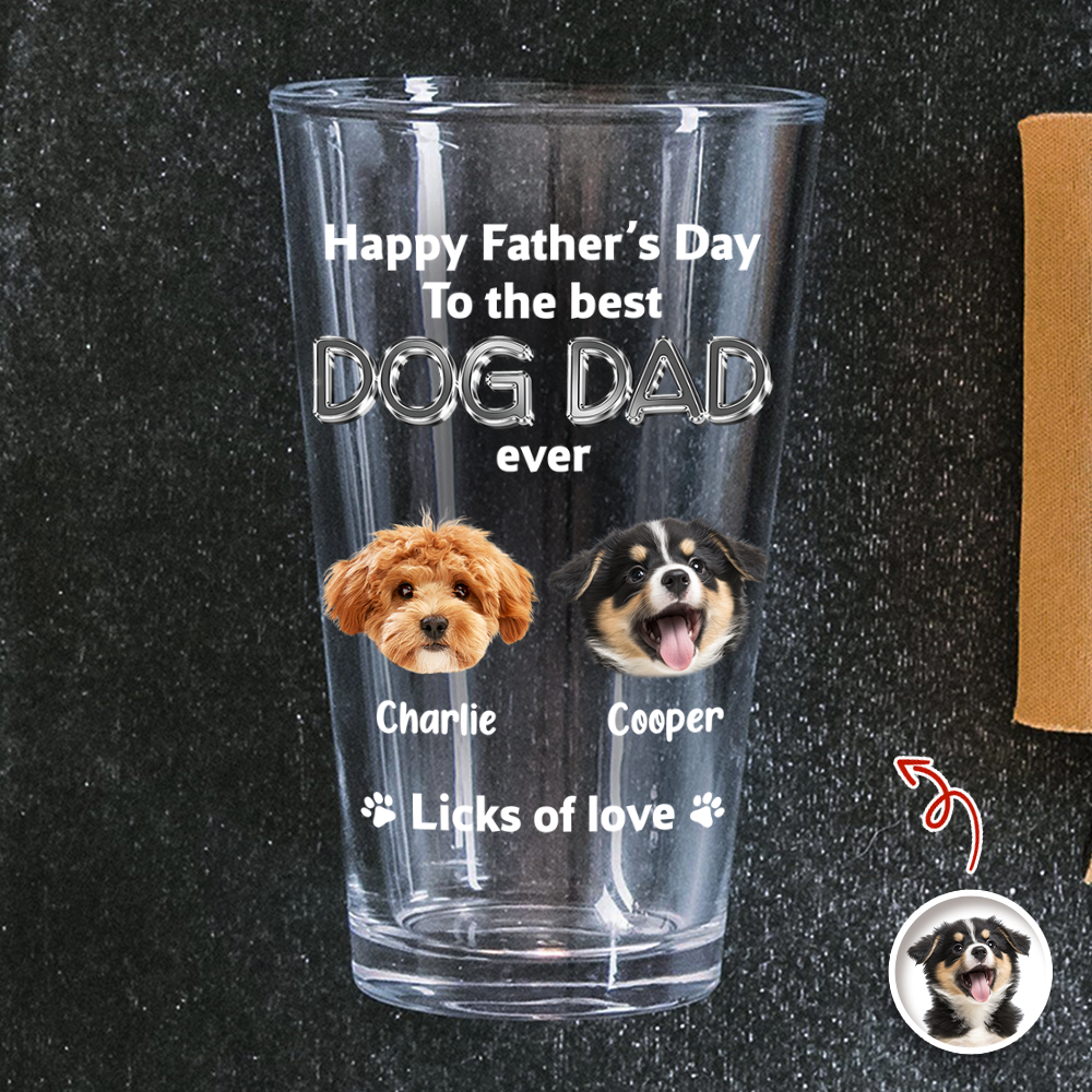 Personalized Beer Glass Custom Photo Gift for Dog Dad HN590 - Print Beer Glass GradoCreations