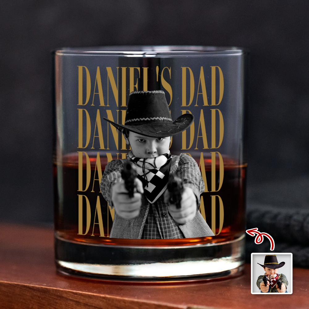 Personalized Vintage Photo Whiskey Glass Custom Gift for Dad HN590 - Print Rock Glass GradoCreations