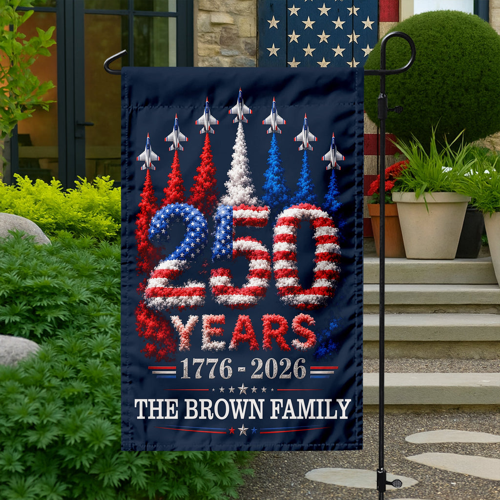Personalized Patriotic Garden Flag Custom Family Name 250 Years HN590 - Garden Flag GradoCreations