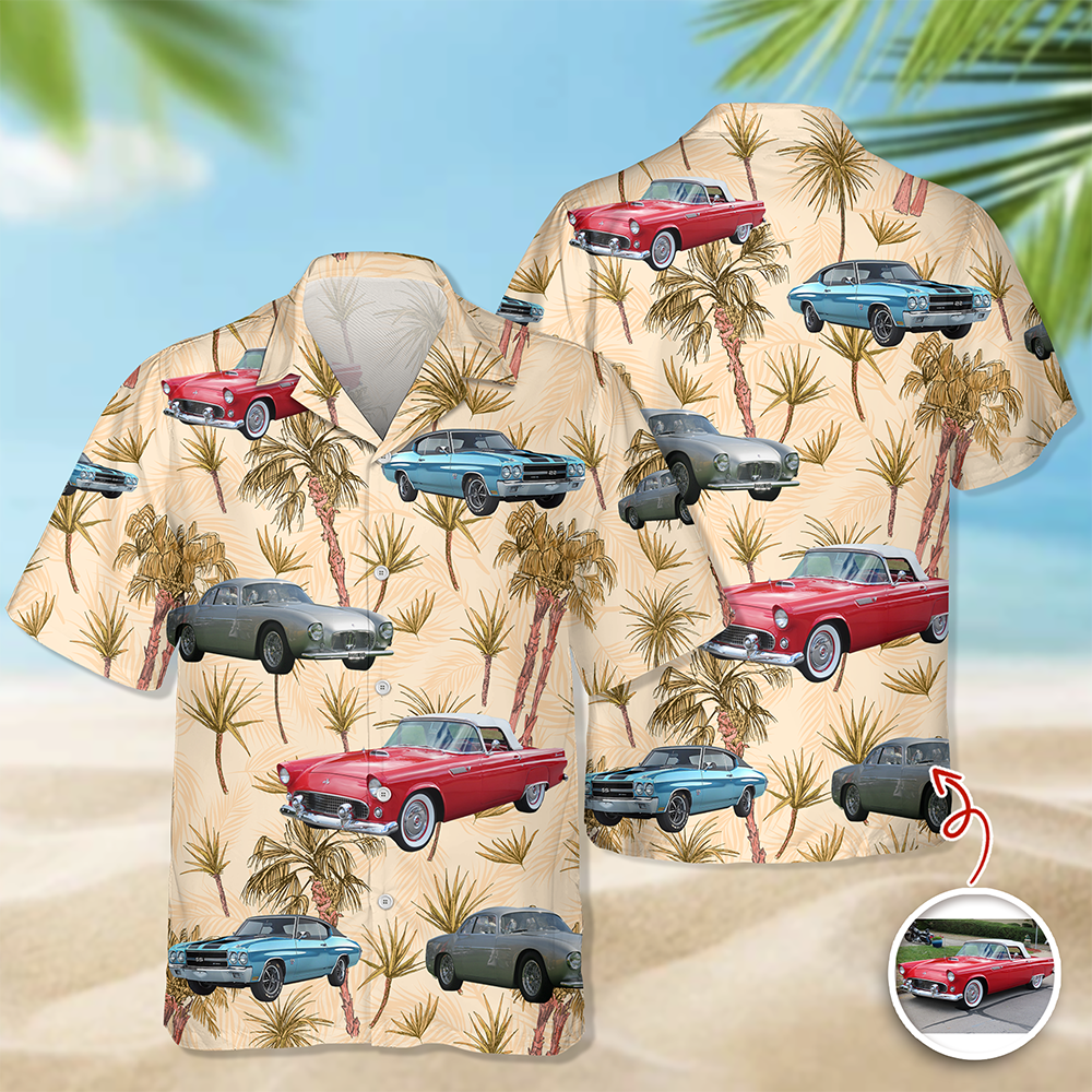 Personalized Classic Car Photo Hawaiian Shirt Gift for Dad HN590 - AOP Hawai Shirt GradoCreations