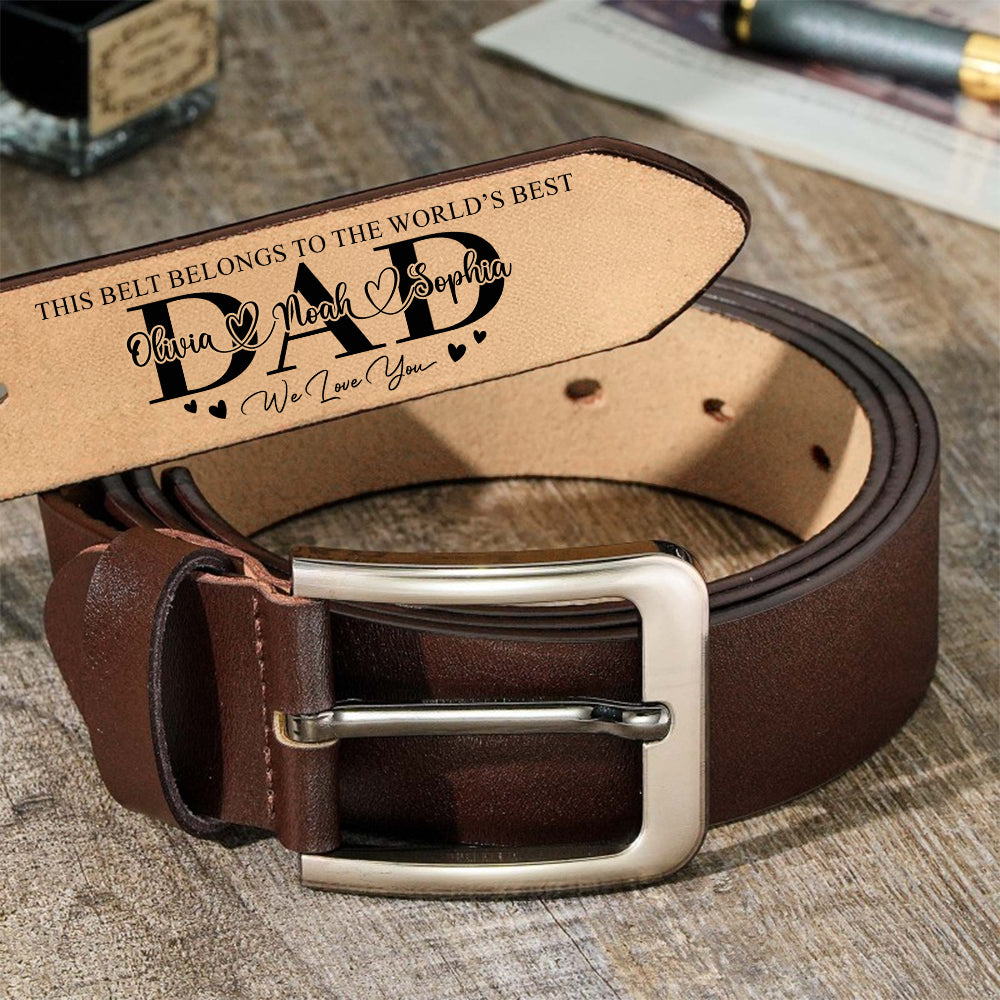 Personalized Leather Belt Custom Name Gift for Dad HN590-Belt GradoCreations